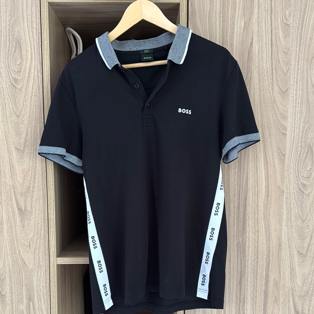 Boss Black and Gray Polo Shirt Classic Design